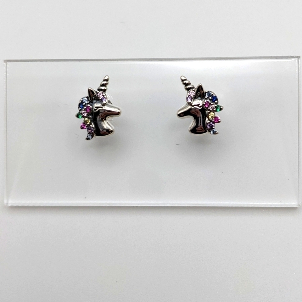 Unicorn 925 sterling Silver dainty stud earrings